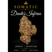 Dante’s Inferno | INDICA | 24-29% THC | $60 an oz | $85 for 2 oz | $140 for 4 oz | 