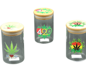 Glass Stash Jar W/ Wooden Top - Medium 59g