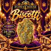 Biscotti • Hybrid • 24–28% THC • 1 OZ $50 • 2 OZ $80 • 3 OZ $120 • 4 OZ $145