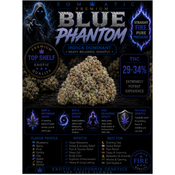 Blue Phantom | INDICA | 29-34% THC | $120 an oz | $180 for 2 ozs | 