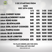  3 OZ STARTING @ $150