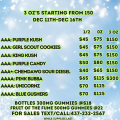  3 OZ STARTING @ $150