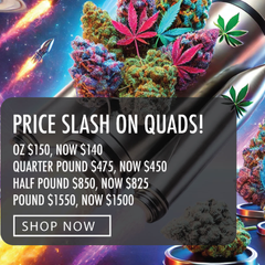 1 OZ SUPER QUAD (AAAAA) $140 or 2oz SUPER QUAD $200 +1000MG SHATTER GUMMIE + 2 KING PREROLLS