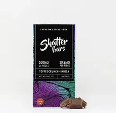 500mg Indica Toffee Crunch Shatter Bar by Euphoria Extractions