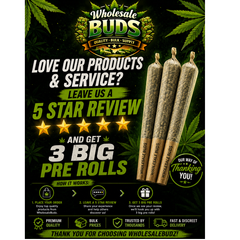 FREE 3 PREROLL WITH 5 STAR REVIEW