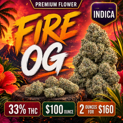 $100 Fire OG — 33% THC Indica • 2 Ounces for $160
