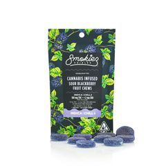Smokiez Sour Blackberry INDICA 100mg THC Fruit Chews - CA