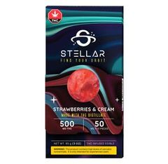 500mg Strawberries & Cream Chocolate Bar by Stellar Treats