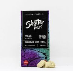 500mg Indica Cookies and Green Shatter Bar by Euphoria Extractions