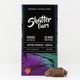 500mg Indica Toffee Crunch Shatter Bar by Euphoria Extractions