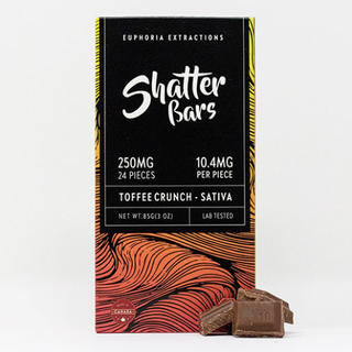 250mg Sativa Toffee Crunch Shatter Bar by Euphoria Extractions