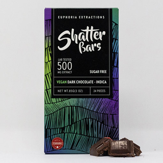 500mg Indica Dark Chocolate Vegan Shatter Bar by Euphoria Extractions