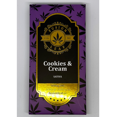 Cookies and Cream Bar (500mg) Fusion Leaf Cannabis Iron Leaf